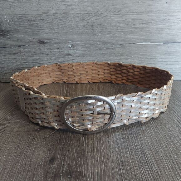 Calvin Klein Woven Tan Belt with Silver Buckle - Picture 1 of 7